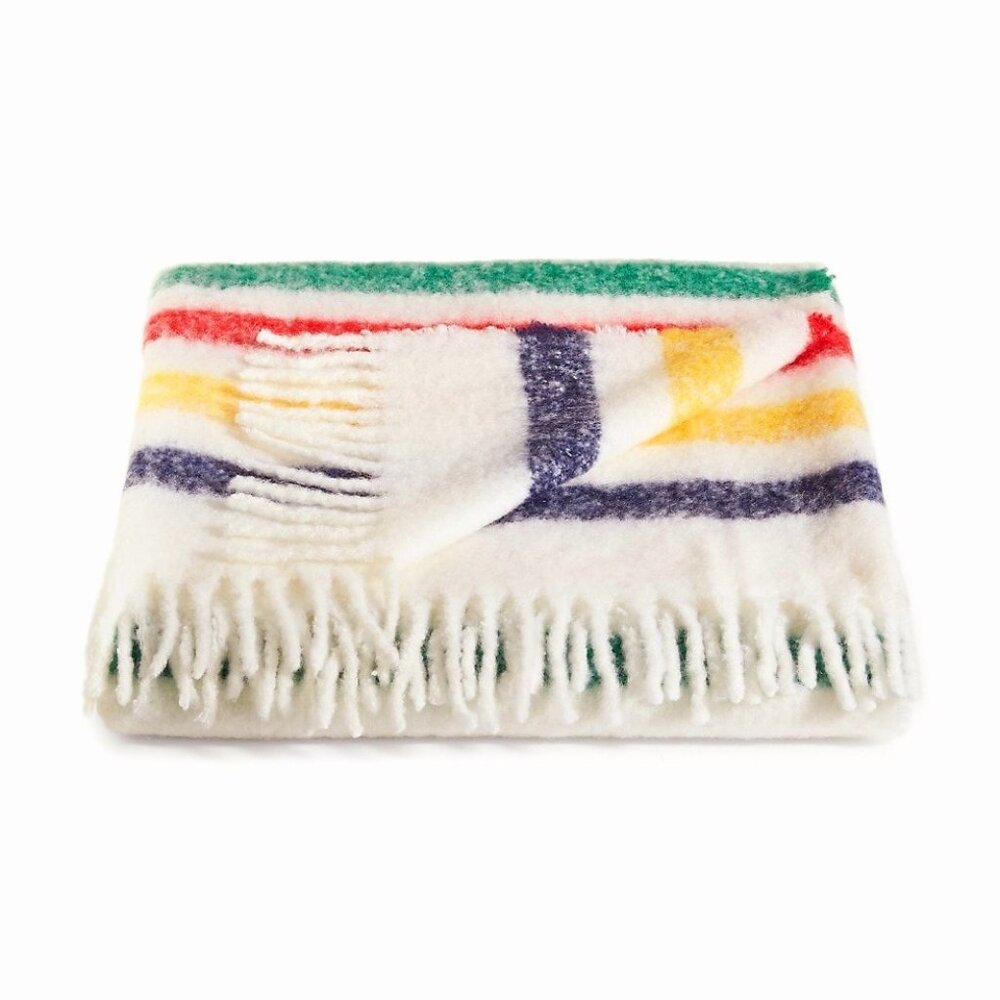 Hudson’s Bay Throw Wool Blend All Season With HBC Stripes Perfect Gift - Picture 2 of 6